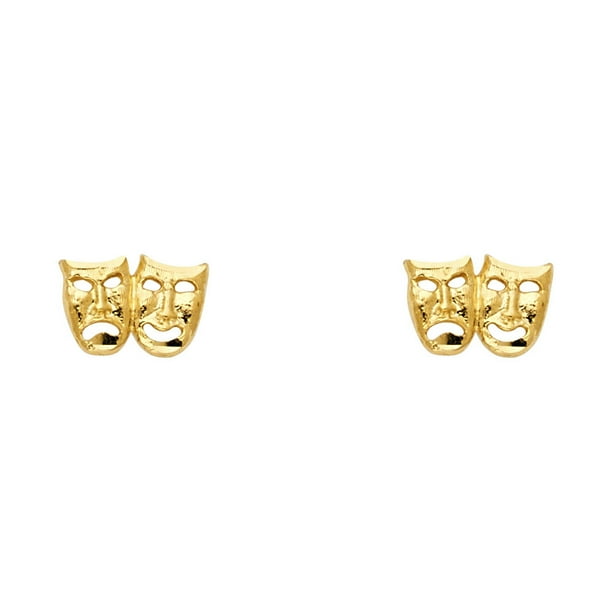 Jewels By Lux 14K Yellow Gold Small Simile Cry Face Post Womens Stud Earrings 6MM X 10MM Jewels By Lux 14K Yellow Gold Small Simile Cry Face Post Womens Stud Earrings 6MM X 10MM